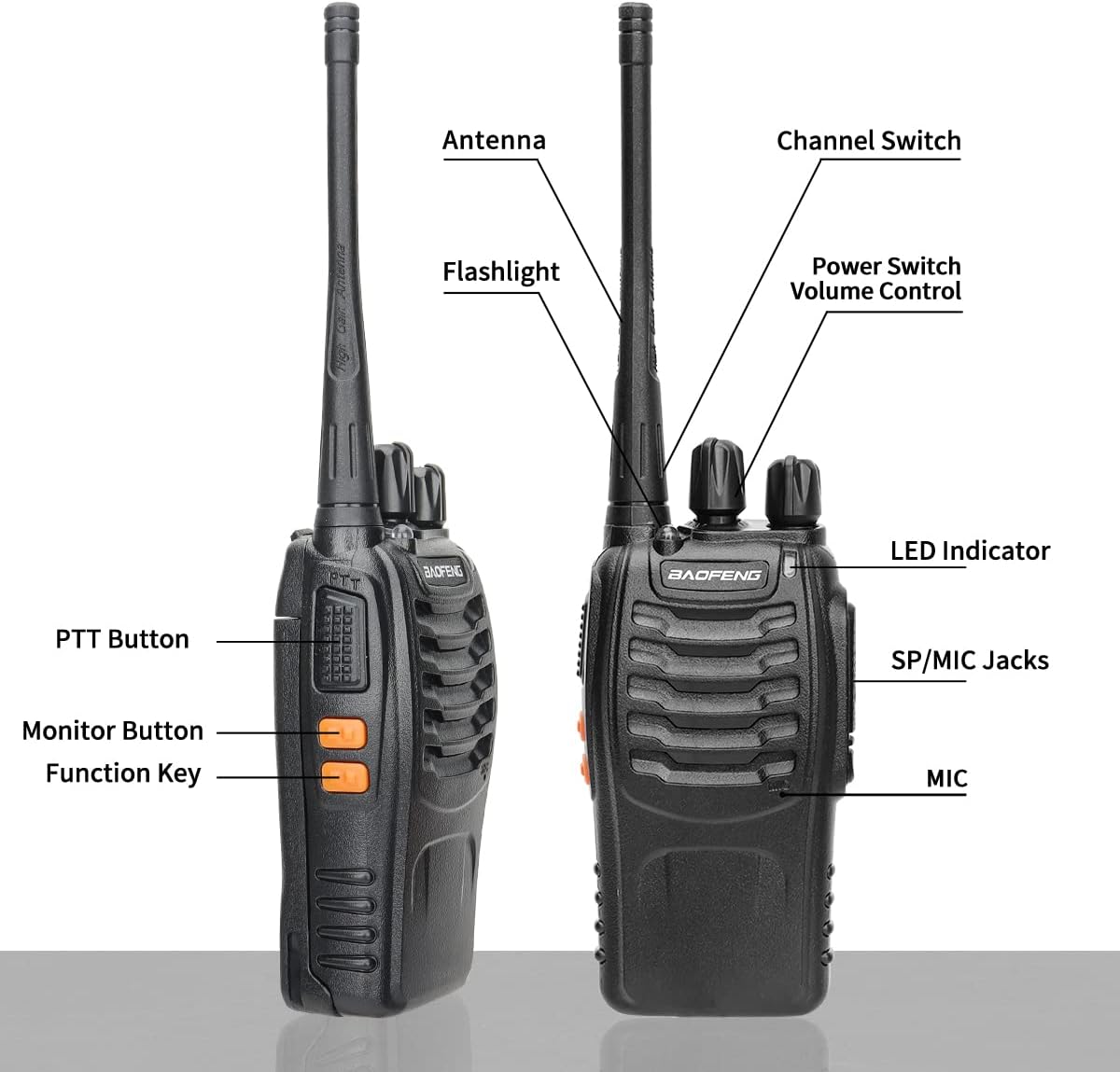 Baofeng – Walkie Talkies para adultos, cargador USB recargable de radio bidireccional de largo alcance con 1 cable de programación, 16 canales,