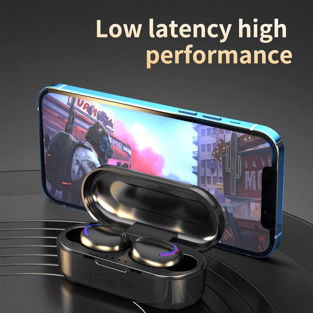 Slim Travel Wireless V5.3 Earbuds Compatible with Xiaomi Mi 4 Updated Micro Thin Case with Quad Mic 8D Bass IPX4 WaterproofSweatproof (Black)