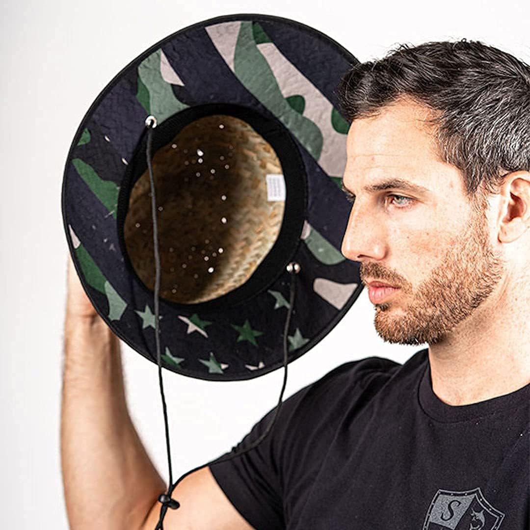 Alpha Defense Fire Co. Sombrero de paja  Sombrero bajo ala para hombres y mujeres  Incluye 1 protector facial