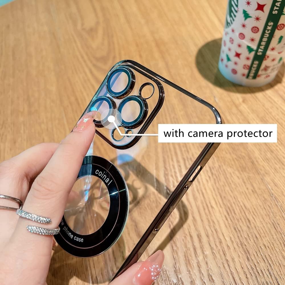 Funda para iPhone 13 Pro, magnética compatible con MagSafe, protector de cámara de lente de vidrio, carcasa rígida de lujo para iPhone 13 Pro, para