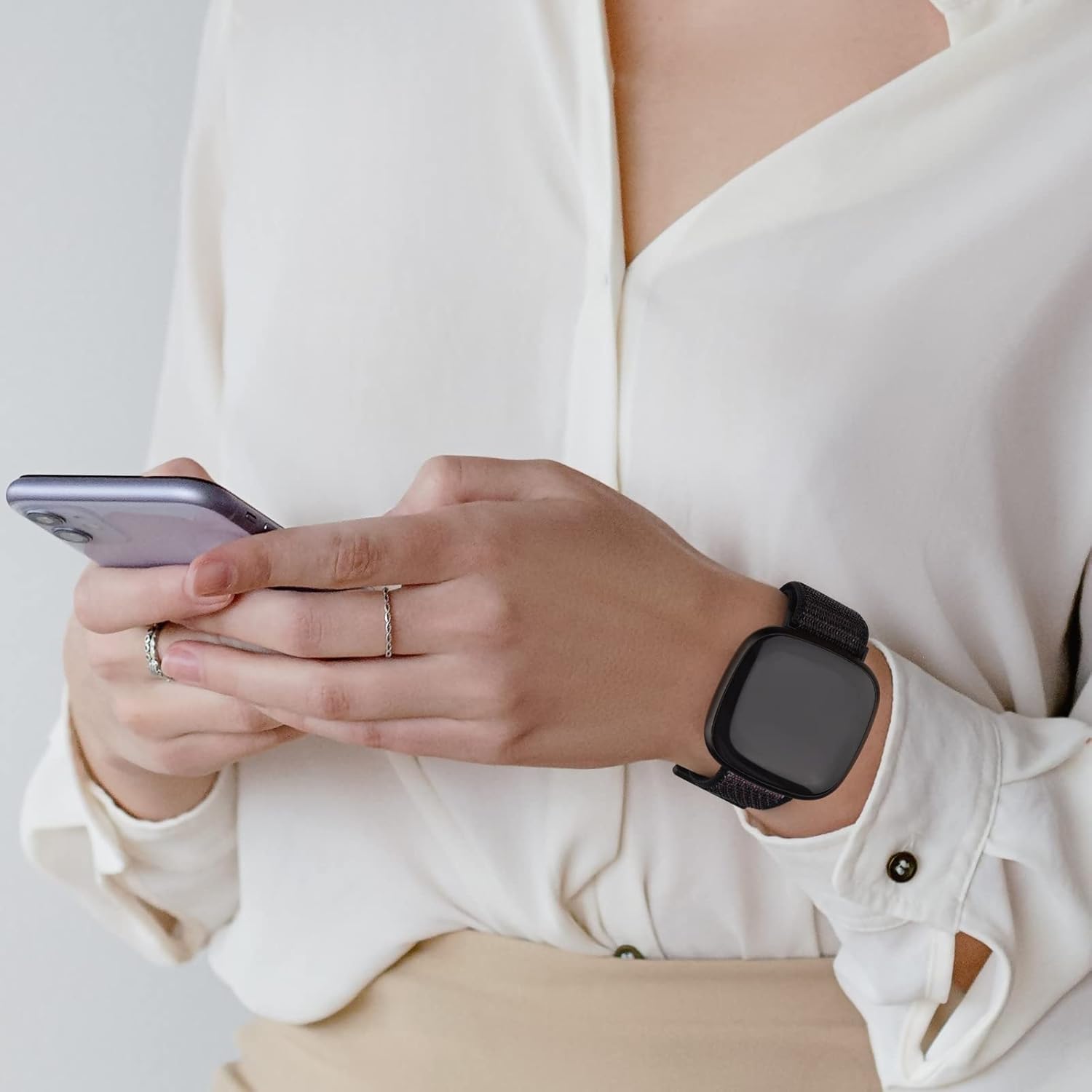 Amzpas Correa de nailon para Fitbit Versa 4  Versa 3 y Fitbit Sense 2  Sense para mujeres y hombres, correa de repuesto suave y transpirable