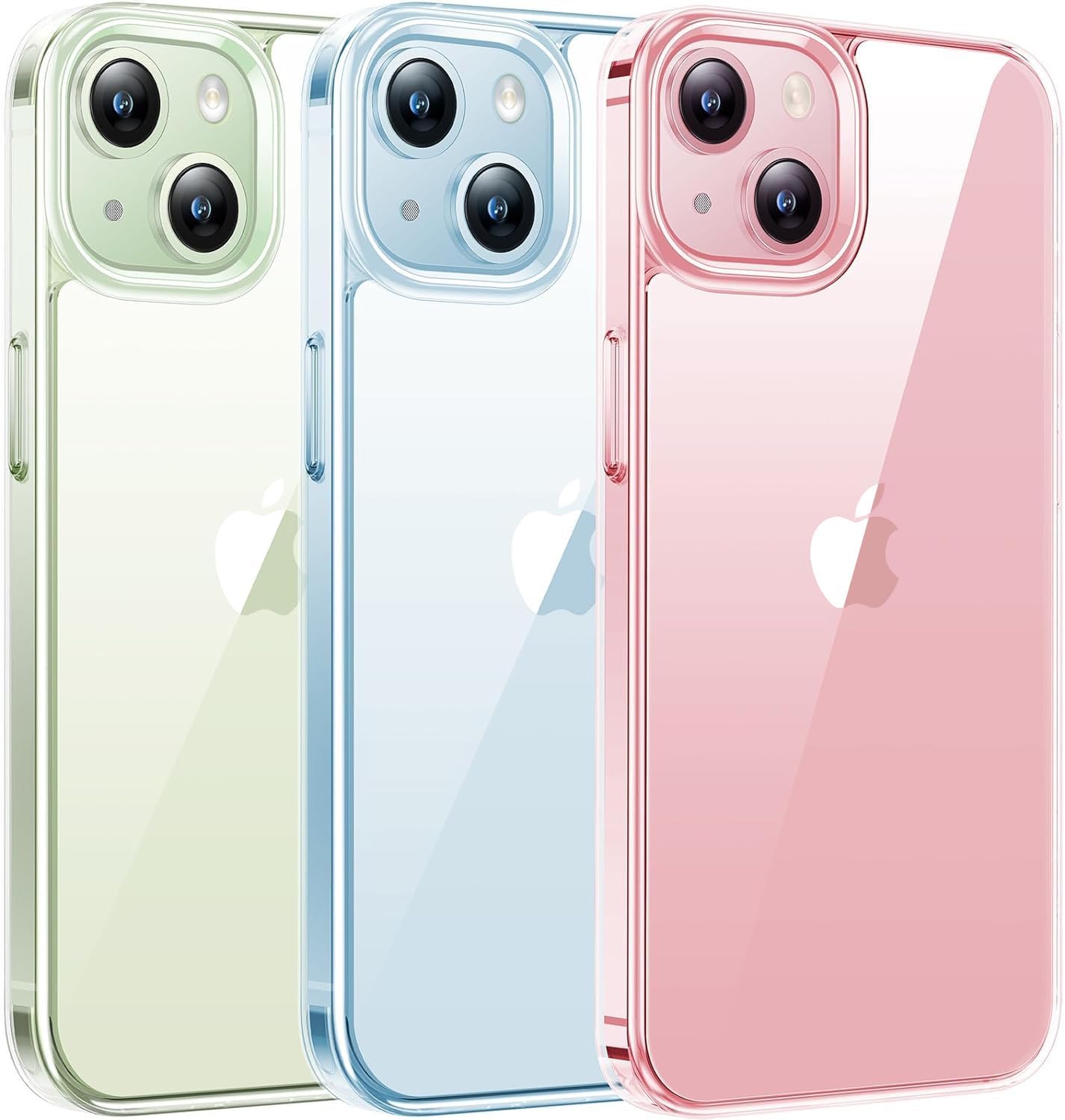 TORRAS Funda transparente con diseño de diamante para iPhone 15 nunca amarilla grado militar anticaídas parte trasera de policarbonato duro,