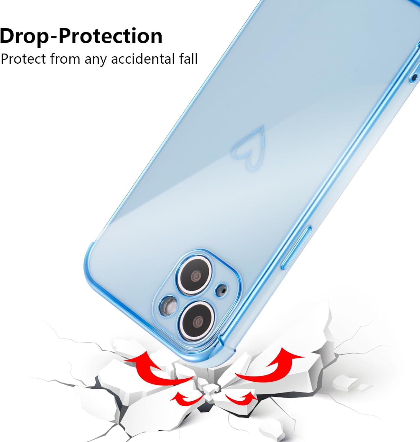 ZTOFERA Funda diseñada para iPhone 13 de 6.1 pulgadas, bonito patrón de corazones de amor con borde chapado y protección para lente de cámara, para