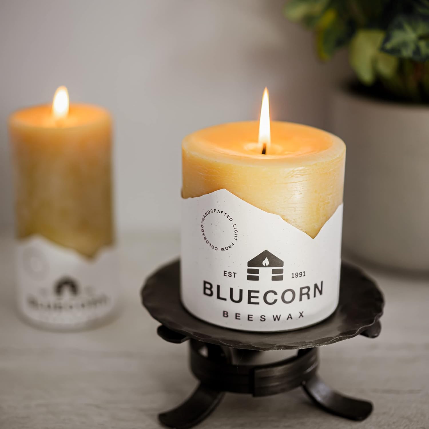 Bluecorn Beeswax Velas de pilar de cera de abeja 100% pura, velas de cera de abeja natural, velas amarillas sin perfume, sin soja, parafina y
