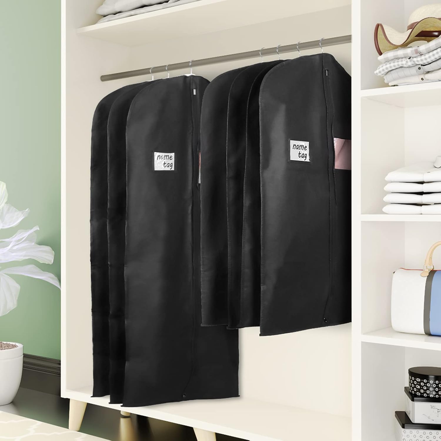 KEEGH Bolsas de ropa para colgar ropa de 60 pulgadas (juego de 6) bolsas de vestir para vestidos, bolsas de vestir largas para almacenamiento en
