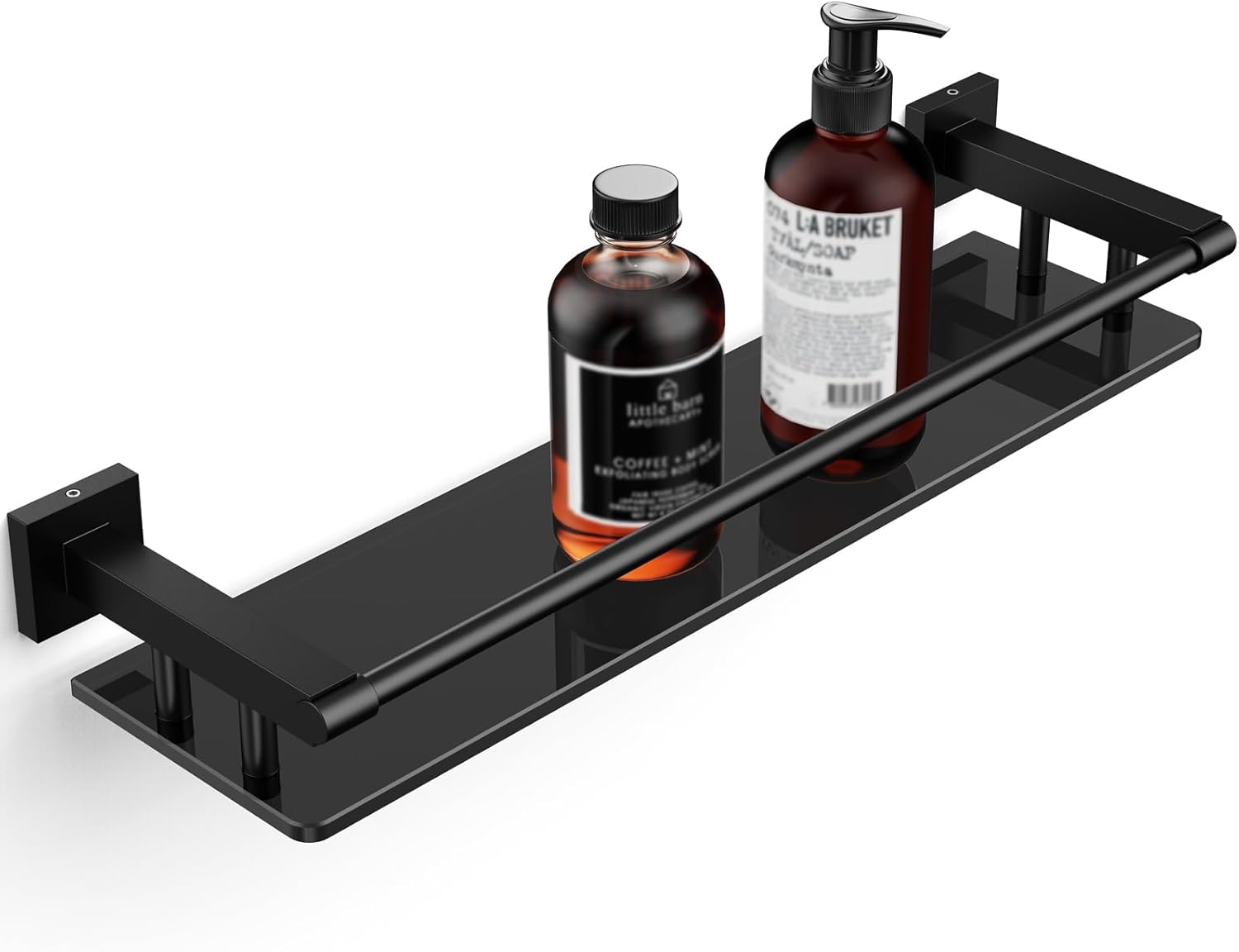 SFGSOWOR Estante rectangular de vidrio para baño de 20 pulgadas, de acero inoxidable, vidrio templado, moderno, de acero inoxidable, accesorios de
