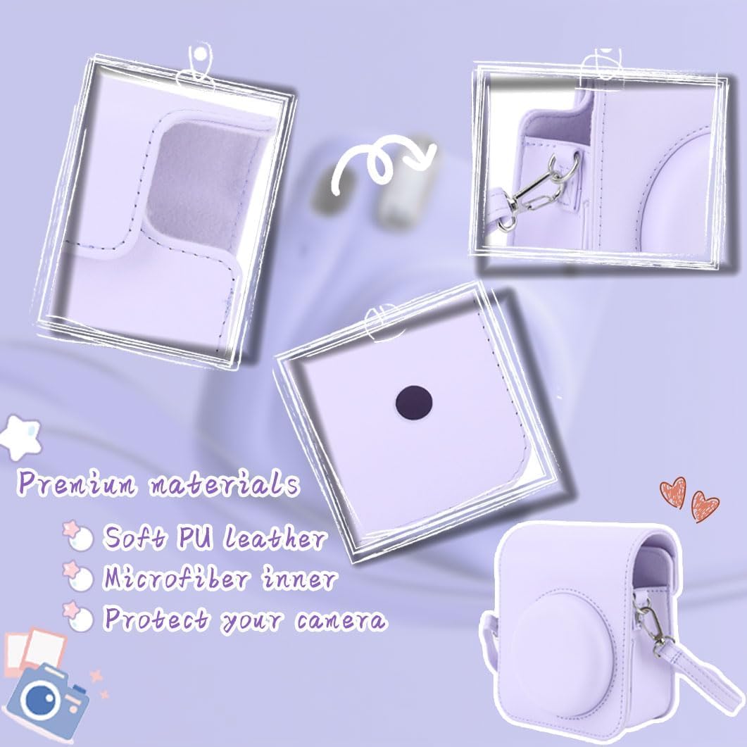 Gugxiom Funda para cámara Fuji Cheki Film Mini 12, funda Cheki de piel sintética con correa para el hombro, funda de película Cheki Mini 12 Cheki,
