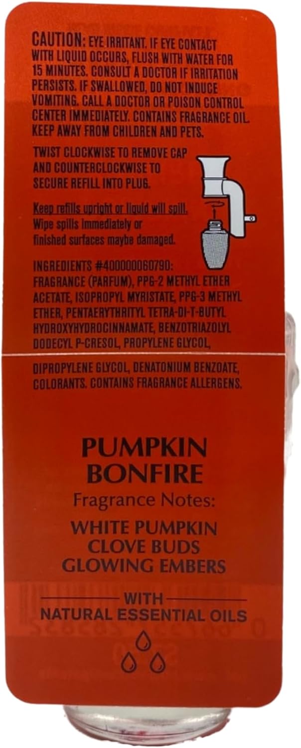 Bath & Body Works White Barn Pumpkin Bonfire Wallflowers – Recambios de fragancia para el hogar, paquete de 2