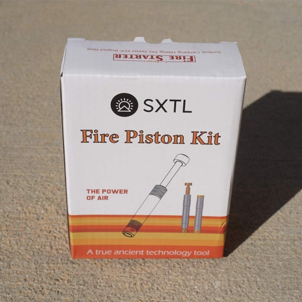 Kit de pistón de fuego con paño de carbón y yesca de emergencia de arranque de fuego de camping
