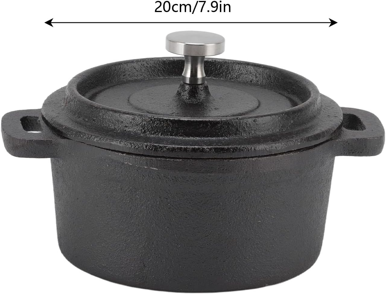 Horno holandés, horno holandés de doble estilo tradicional, olla de hierro, para cocinar asados, sopas de arroz, guisos con tapa (7.9 in)