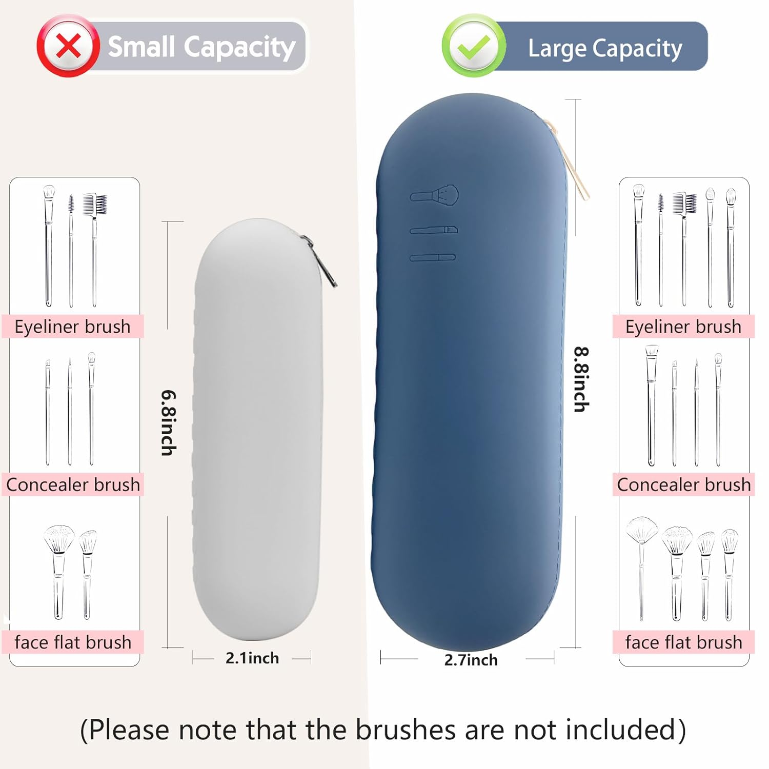 Shunvan life Soporte para brochas de maquillaje de silicona, bolsa de brochas de maquillaje de gran capacidad, bolsa de cepillos de cosméticos de