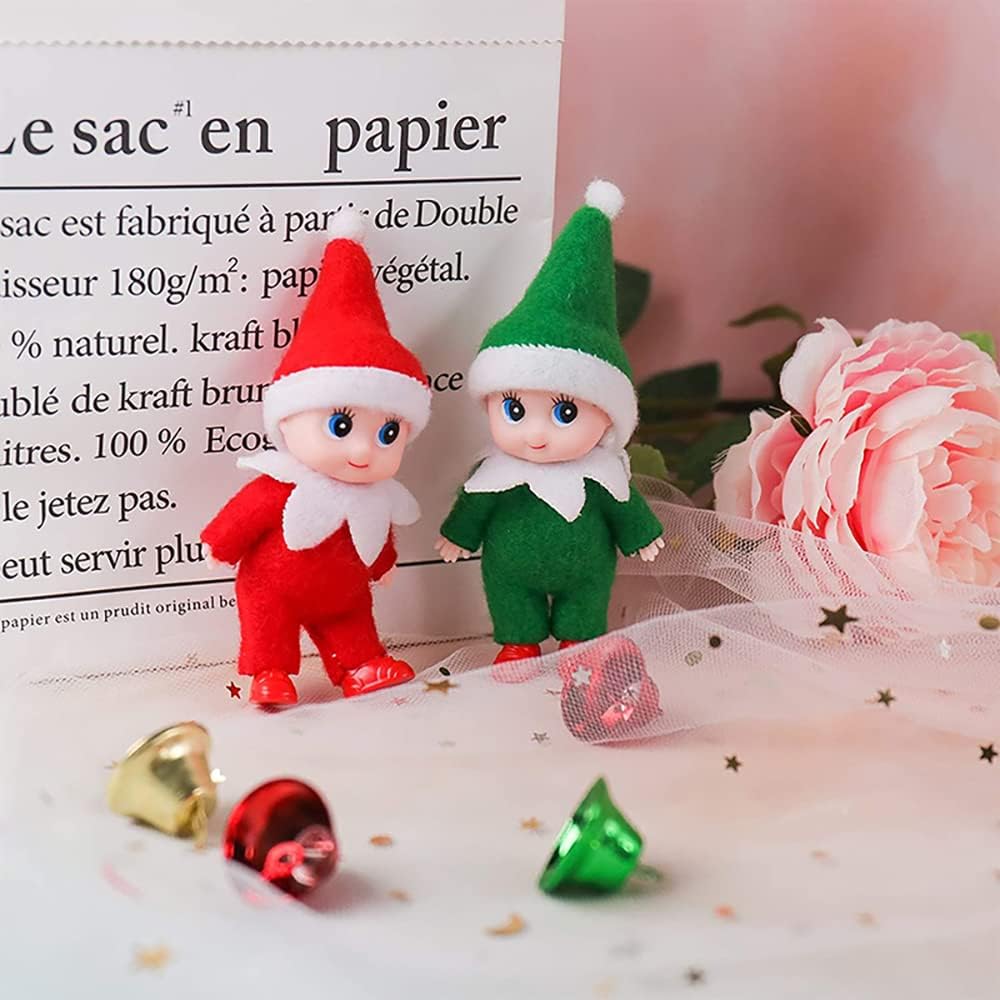 Pequeñas muñecas de bebé, gemelos, mini elfos, juego de juguetes brillantes para decoración de estantes, accesorios de regalo para niñas, niños,