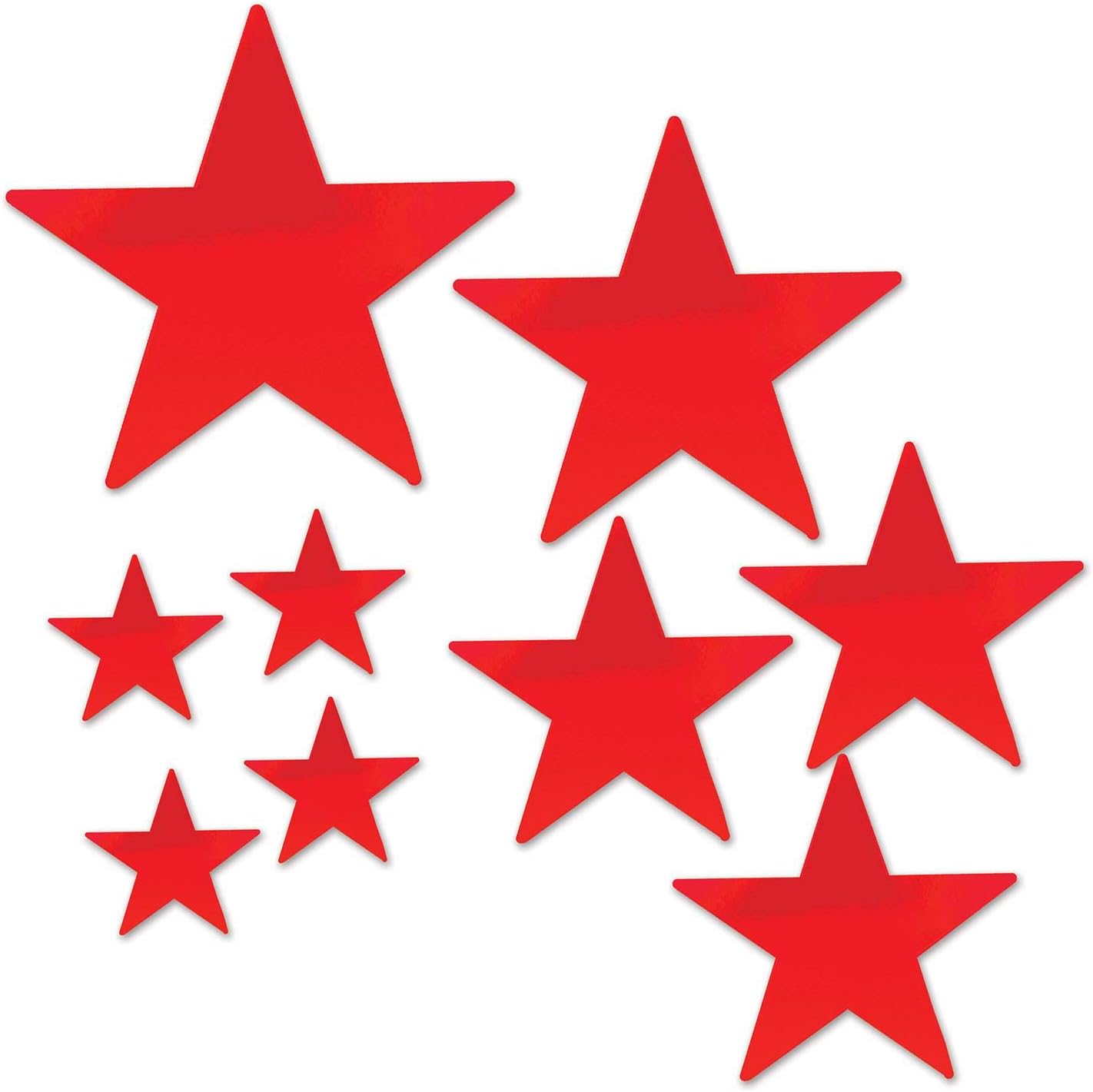 Beistle Beistle – 18 recortes de estrella de papel de aluminio, varios tamaños (rojo), tamaños surtidos, rojo