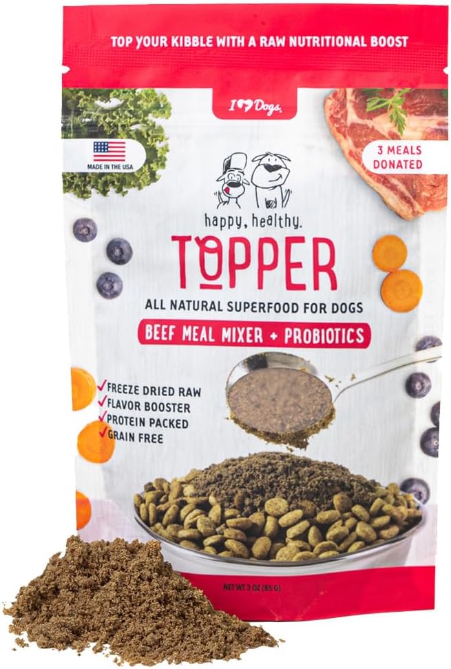 iHeartDogs Decoración de comida para perros  Condimento de comida cruda liofilizada para perros  Mezclador de comida de superalimentos sin granos