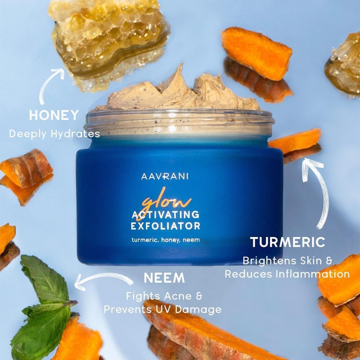 Aavrani Skin Serenity Duo – Exfoliante activador de brillo, máscara de arcilla de cúrcuma sin manchas de 0.5 onzas, suero restaurador de equilibrio