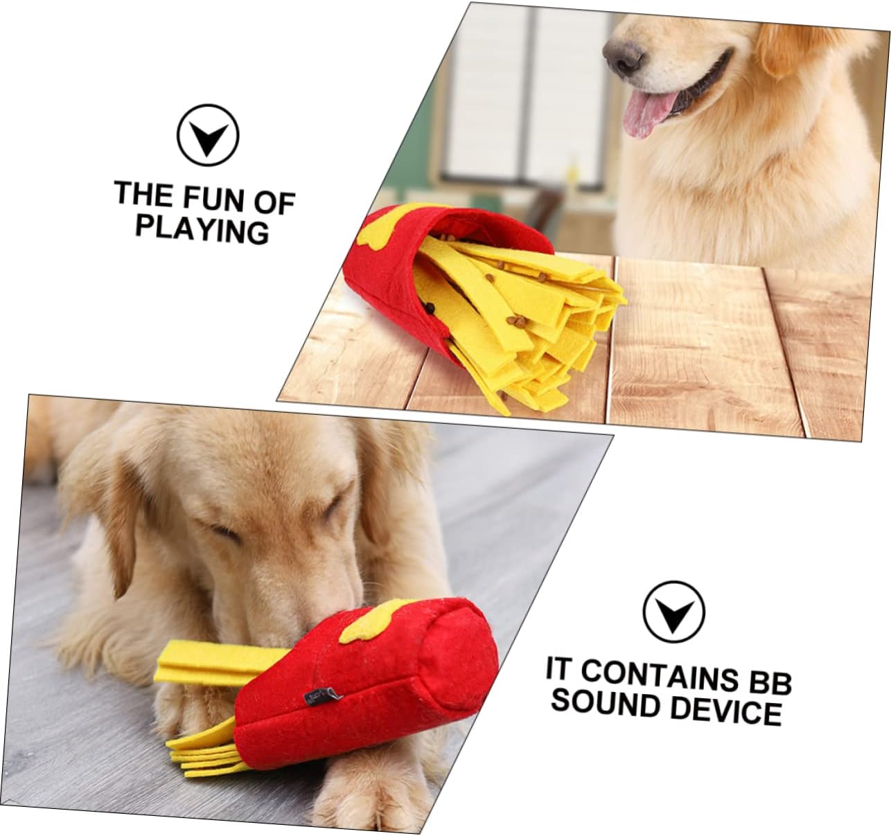 balacoo Juego de comida interactiva en forma de felpa masticable chirriante papas fritas juguetes habilidades ocultar forraje lento para cachorros,