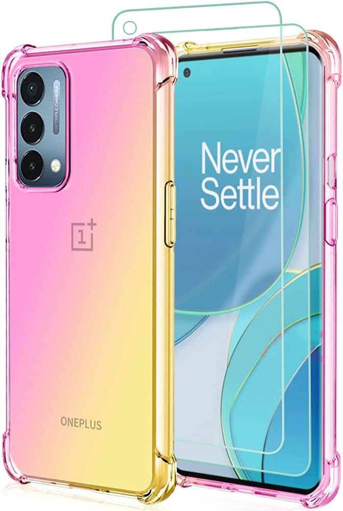 Osophter Funda para Oneplus Nord N200 5G con 2 protectores de pantalla transparente esquinas reforzadas TPU absorción de golpes flexible para 1+Nord