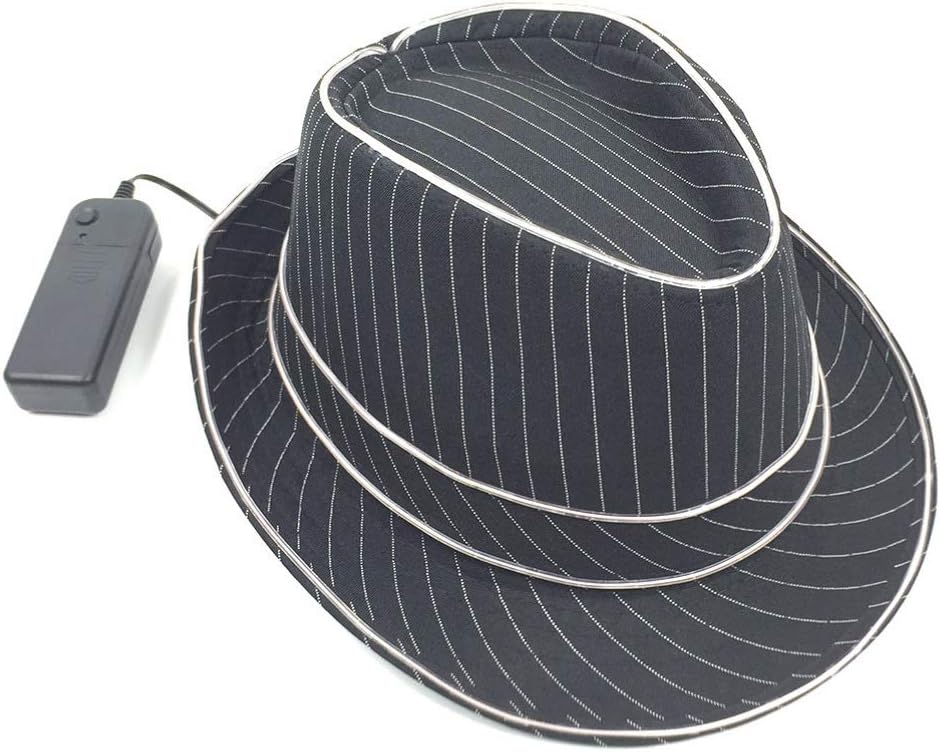 Holibanna – Sombrero de jazz parpadeante para escenario de rendimiento de Halloween, disfraz temático, fiesta de 1,5 V LED