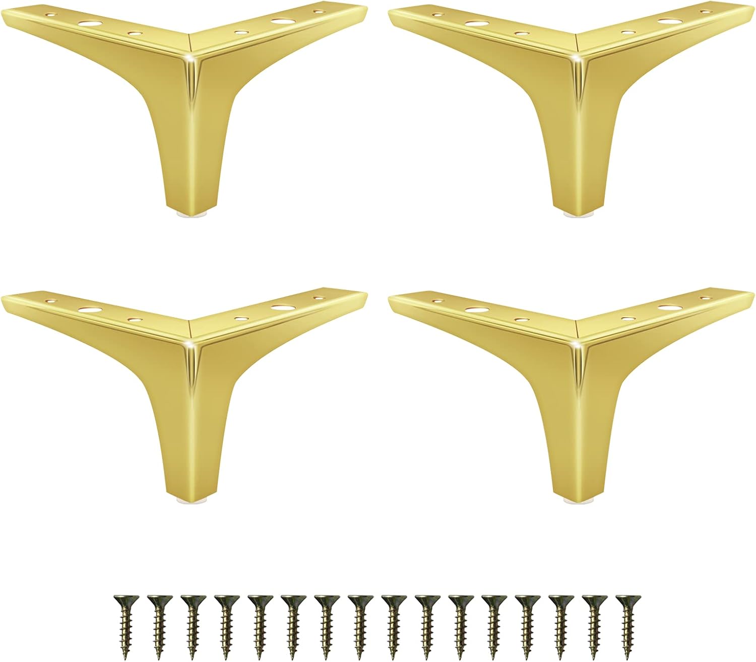 GOSCHE Patas doradas para muebles de 4 pulgadas, juego de 4 patas de sofá de metal, patas de repuesto de estilo moderno para tocador, silla, cama,