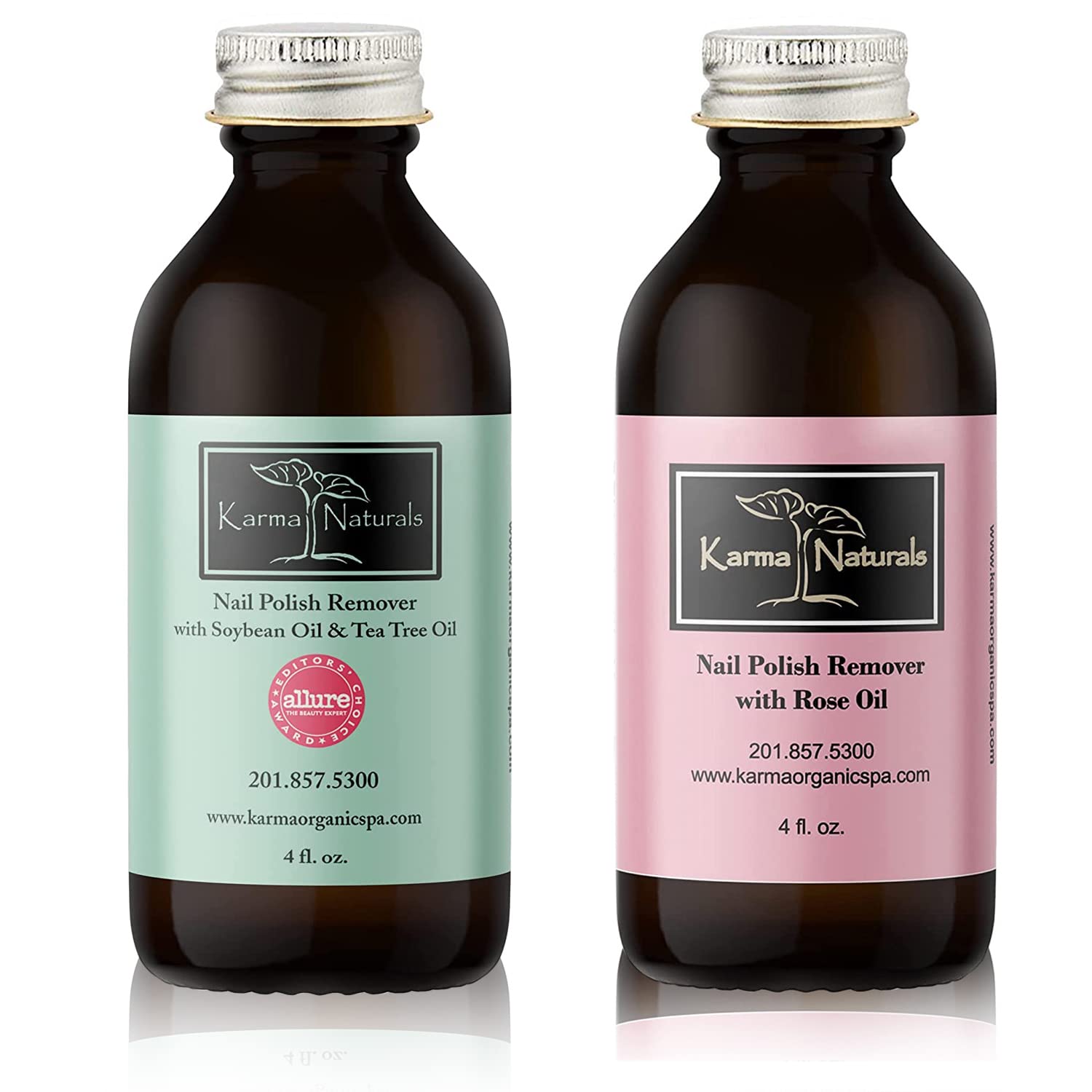 Karma Organic Paquete de removedor de esmalte de uñas, removedor de esmalte de uñas de aceite de árbol de té de soja natural (4 onzas líquidas),