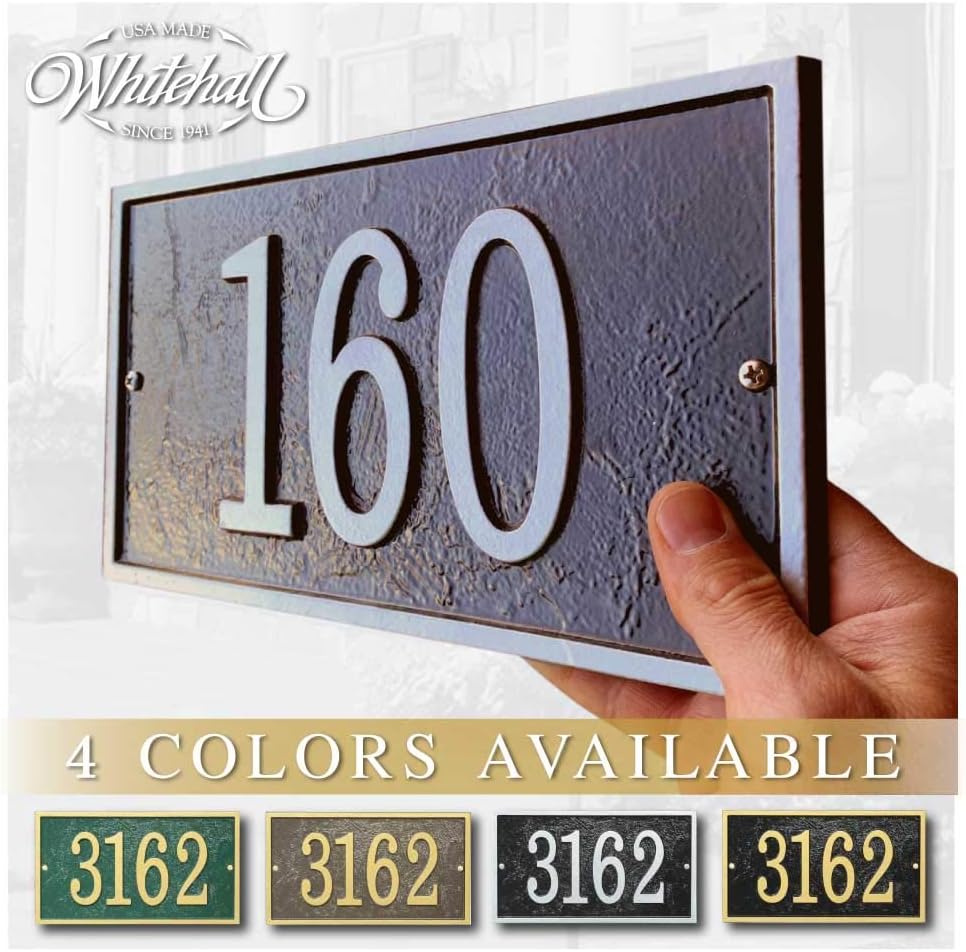 Metal Address plaque, placa de dirección rectangular personalizada, de metal fundido. Cuatro colores disponibles! placa con número de la casa.