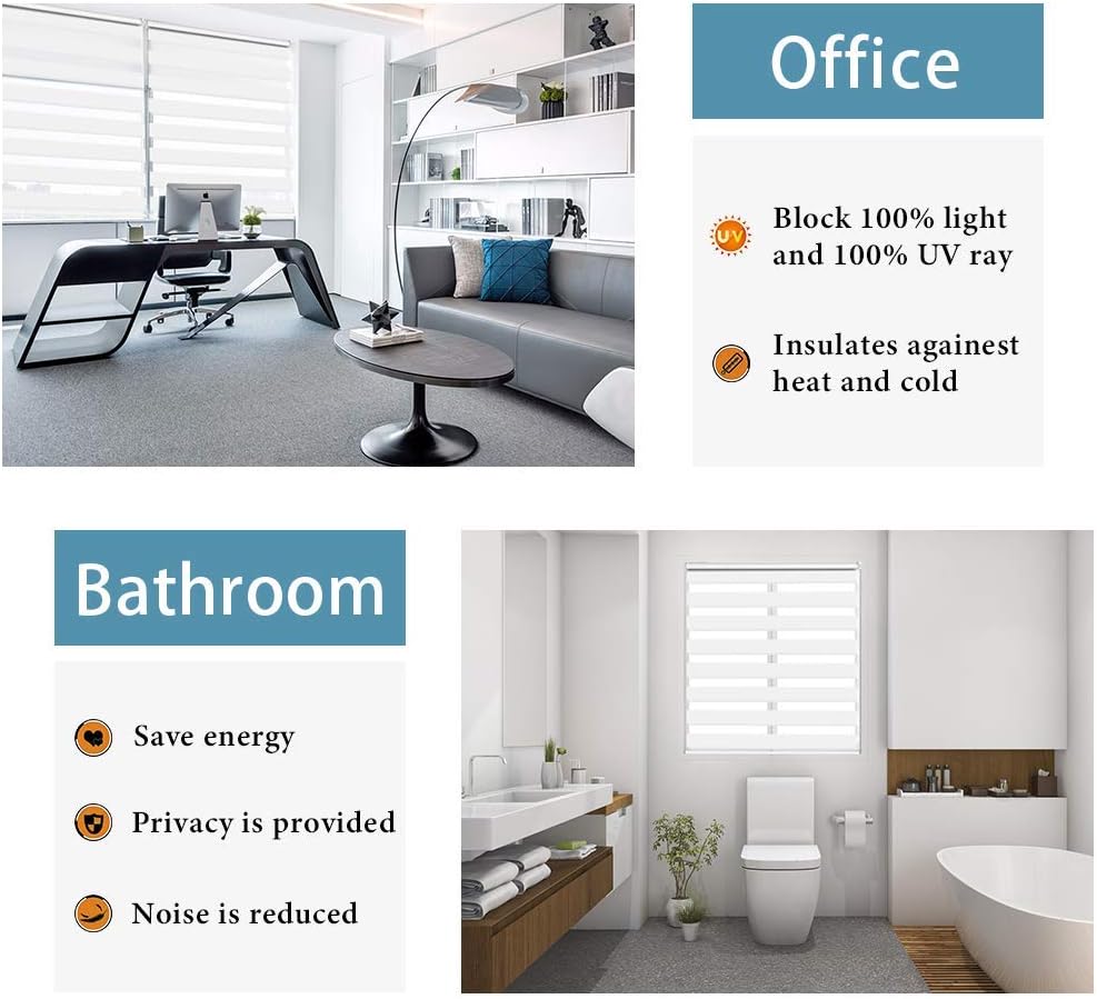 SEEYE – Estores para ventana, para el día o la noche, cortinas de doble capa, fáciles de instalar