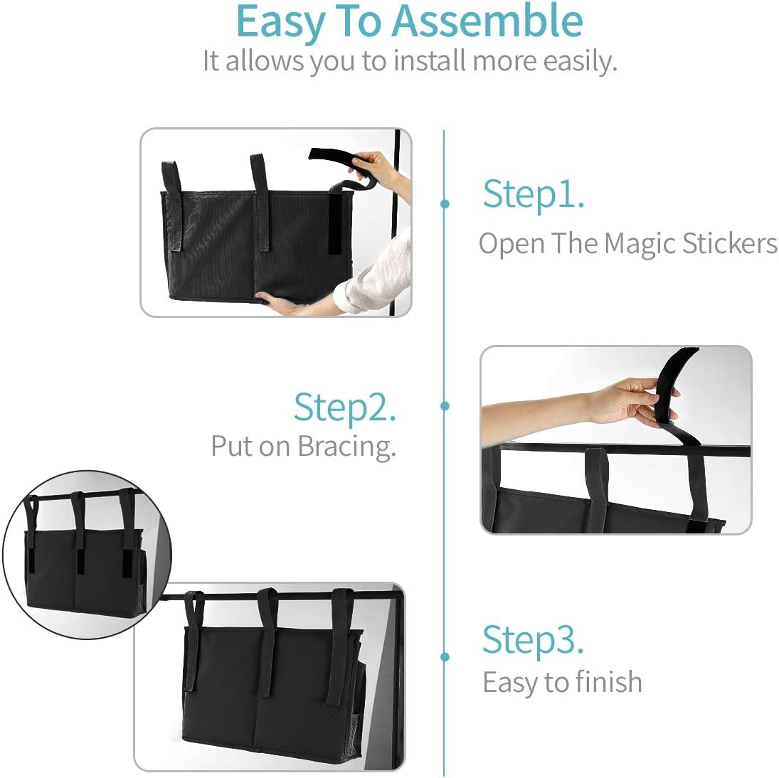 Bseash – Organizador colgante de 8 bolsillos de tela oxford 600D, bolsa de almacenamiento para literas y camas de hospital, dormitorios, barras de