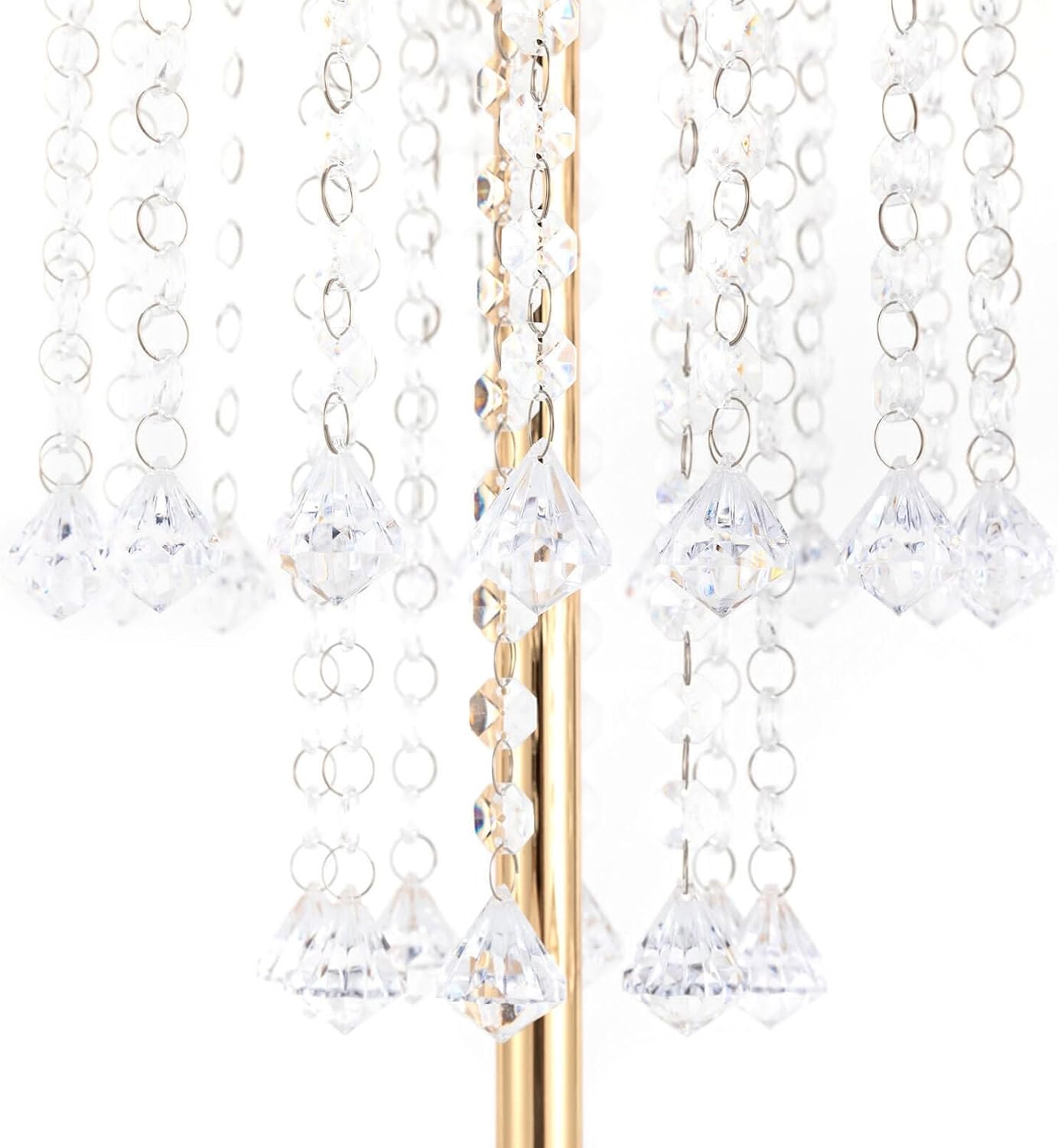 Jarrón de cristal dorado de 2 piezas, 21.9 pulgadas, soporte de flores de cristal acrílico, arreglo de mesa, mesa de boda, decoración de flores para