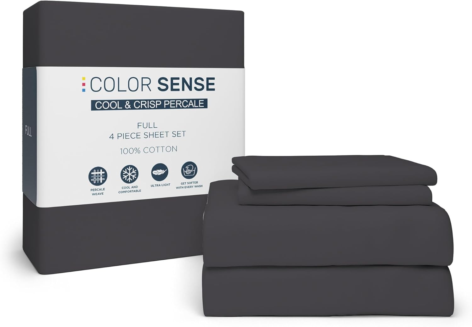 Color Sense Juego de sábanas de 100 % algodón, 300 hilos, resistente a las arrugas, ultra suaves y sedosas, satén de calidad de hotel, con bolsillo