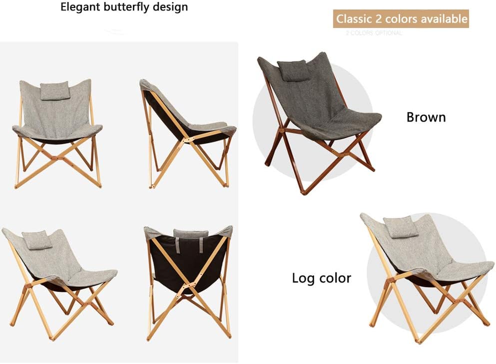 Silla plegable de madera maciza para el almuerzo, silla reclinable portátil de haya con cómodo cojín (sin necesidad de instalar) (soporte de color