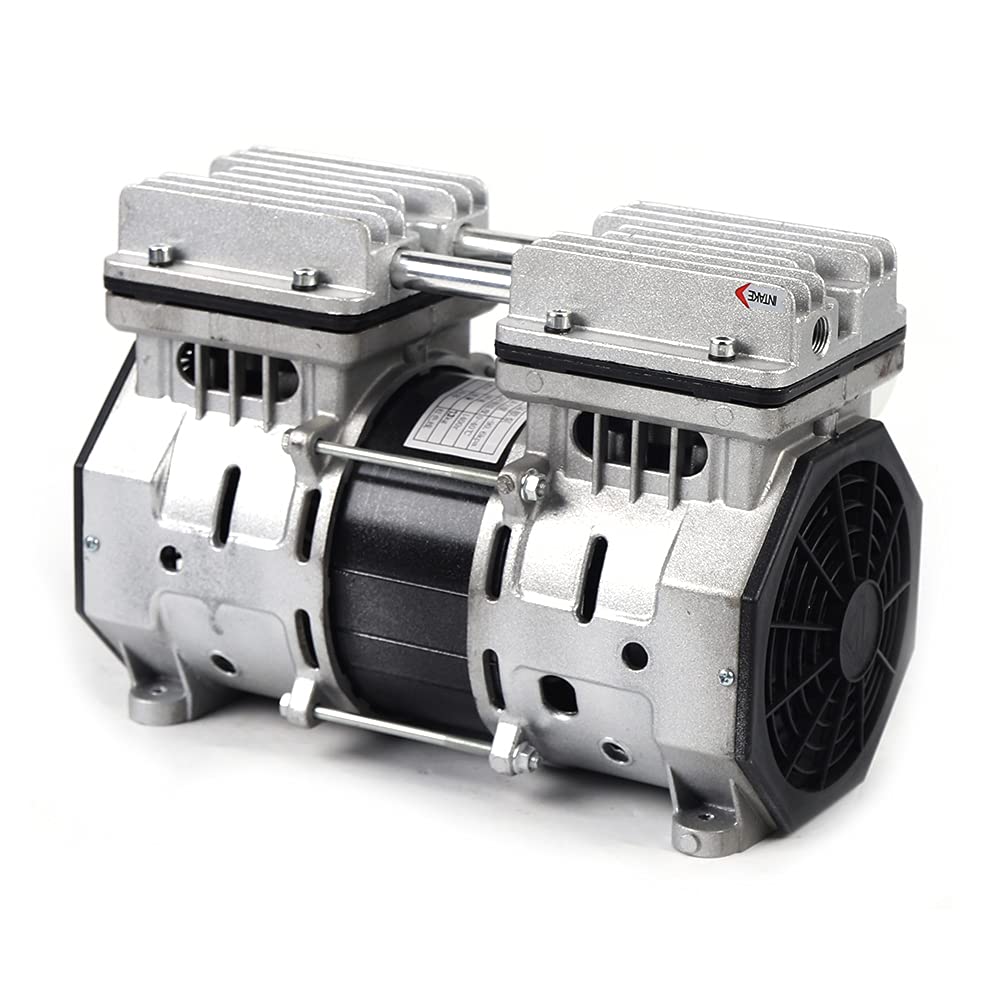 Bomba de aire al vacío de 370 W, sin aceite, pistón sin aceite, 110 V, bomba de vacío de diafragma sin aceite, 8 bar, 3.5 CFM 90.6 kpa 100 Lmin