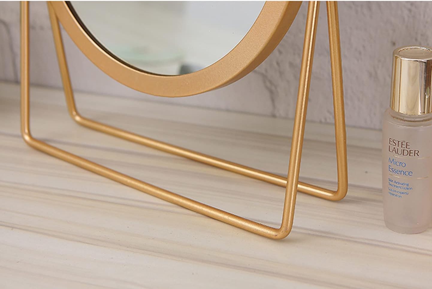 Geschaft – Espejo de maquillaje dorado de una cara para mesa, con rotación de 360, espejo de tocador de una cara, espejo giratorio redondo para