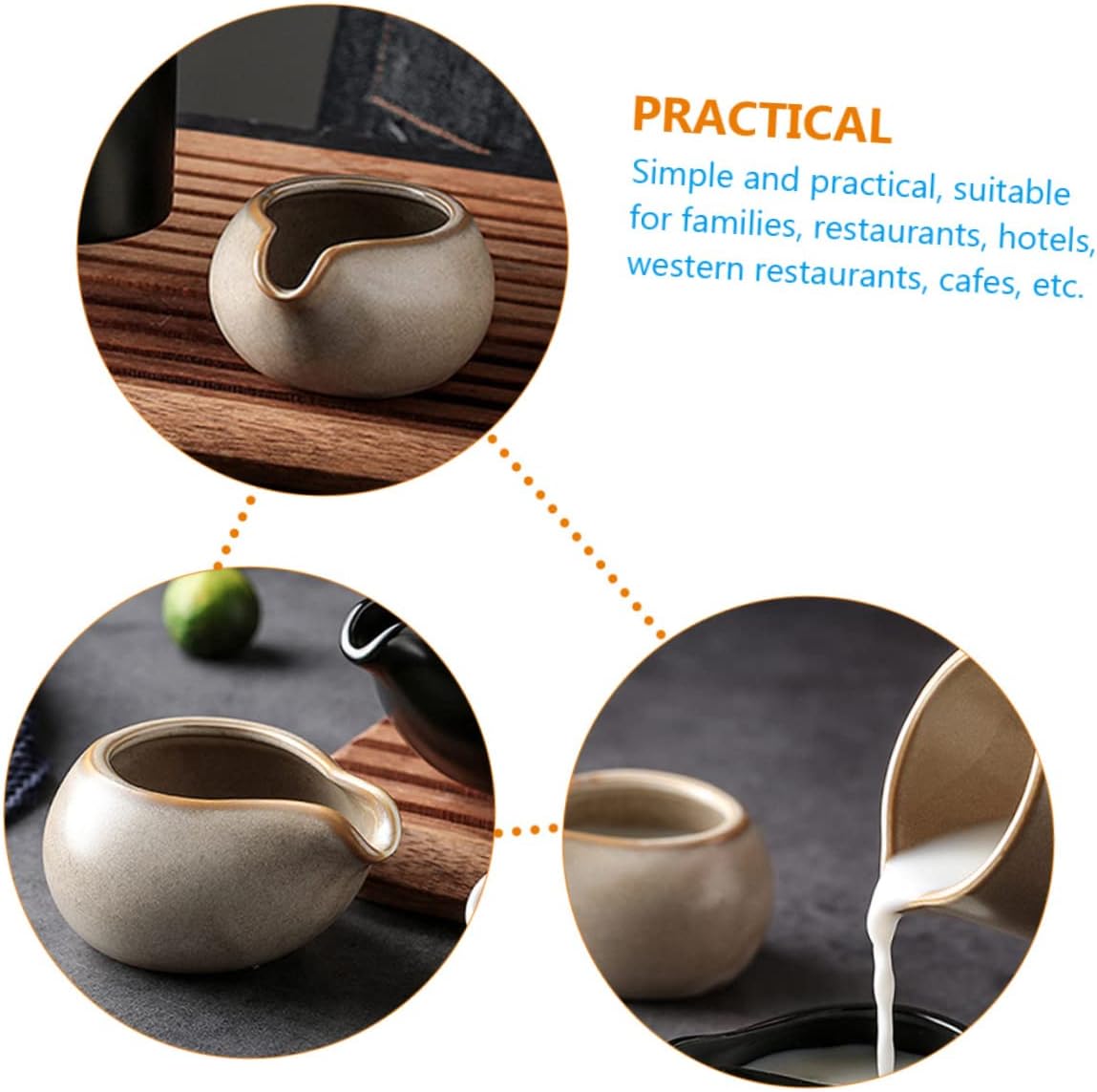 ABOOFAN Jarra de leche de cerámica, jarra para el hogar, tazas de café expreso, mini hervidor de agua, salsa, barco, crema, dispensador de leche,