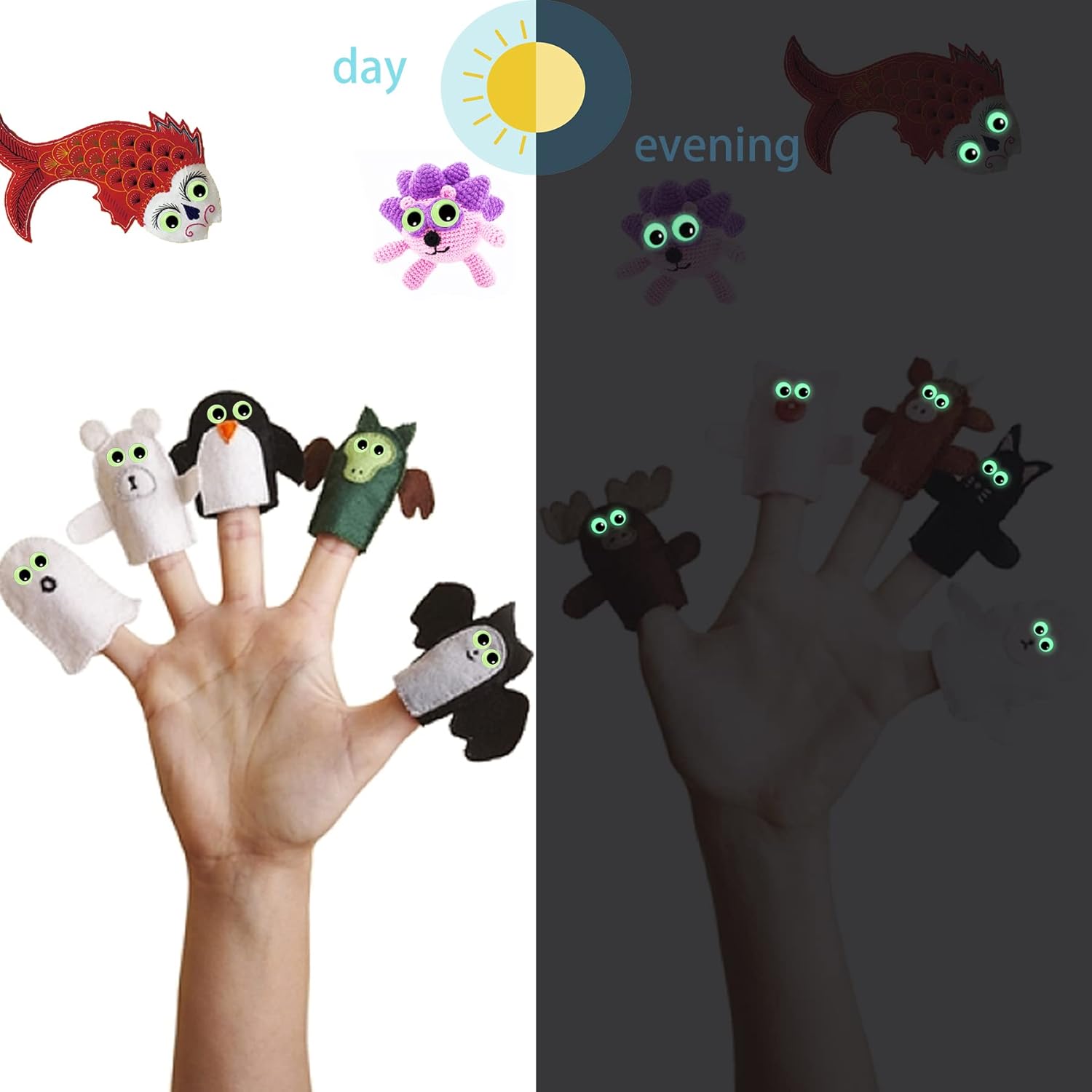 UPINS Wiggle Googly Eyes Self Adhesive Glowing in Dark Luminous 300Pcs Craft Sticker Sparkle Colored Googly Eyes for DIY Decoration 10 15 20 25mm