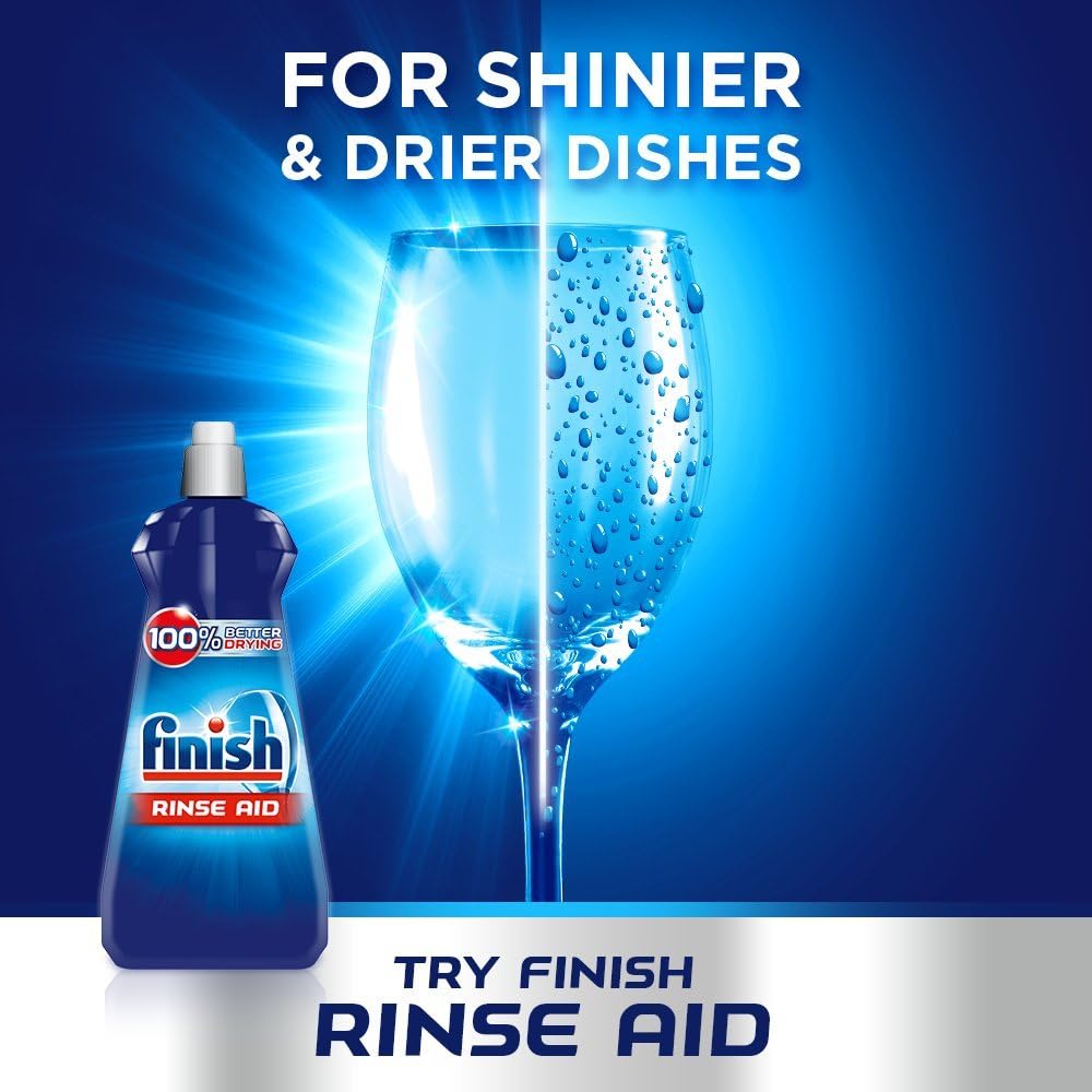 Finish Rinse Aid – Lavavajillas de secado 100% mejor, brillo de limón, 27.1 fl oz