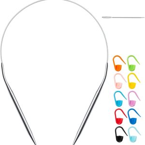 Juego de agujas de tejer circulares de 16 pulgadas de tamaño de EE. UU. de 80.197 in para principiantes, agujas de tejer redondas de metal con lazo Juego de agujas de tejer circulares de 16 pulgadas de tamaño de EE. UU. de 80.197 in para principiantes, agujas de tejer redondas de metal con lazo