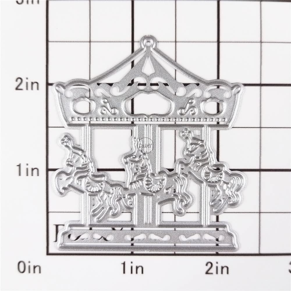 DzIxY Hermoso carrusel de corte de metal troqueles para hacer tarjetas, kit de papel en relieve, troquelados, plantillas de máquina de álbumes de