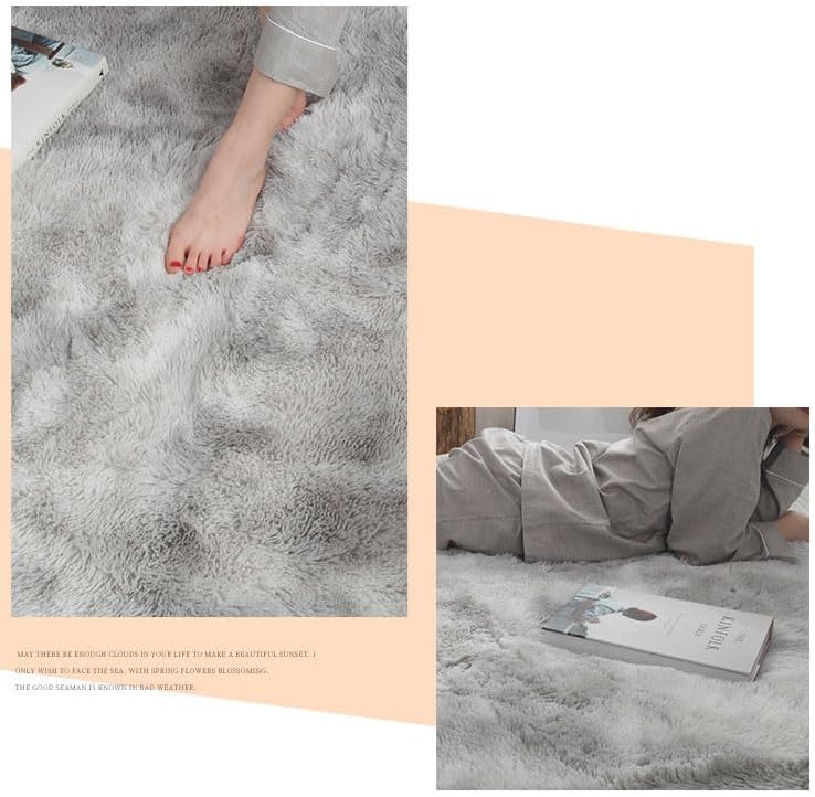 Alfombra esponjosa para dormitorio, alfombras peludas de teñido anudado, antideslizantes, de felpa, para niños, niñas, guardería, sala de estar,