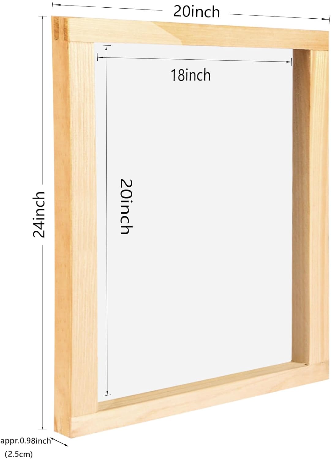 Caydo Marco de impresión de pantalla de seda de madera grande de 20 x 24 pulgadas con malla 110 para serigrafía