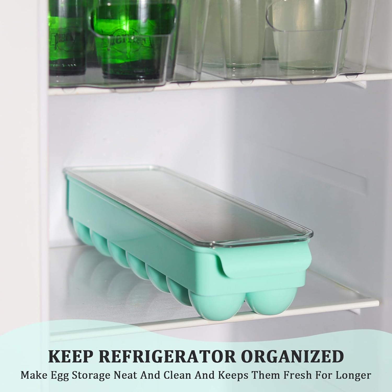 Contenedor de huevos para refrigerador, soporte de huevos de plástico, 14 unidades, contenedor de almacenamiento de huevos, organizador de huevos