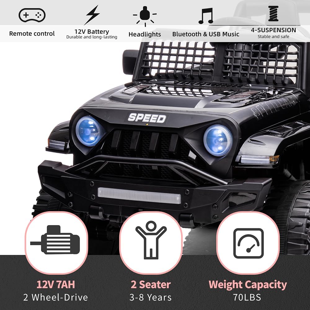 Coche de paseo para niños con batería de 12 V con control remoto, botón de arranque, botón oscilante, MP3, ruedas eléctricas, vehículos eléctricos,