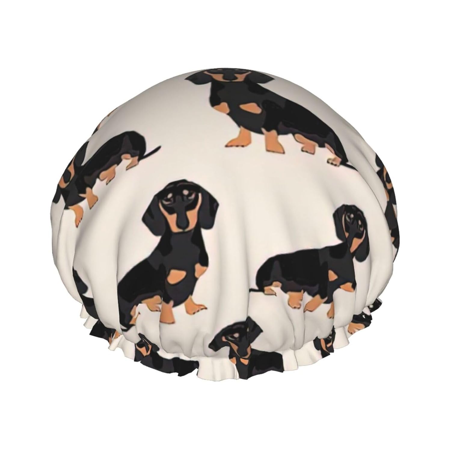 Lindo gorro de ducha de perro para mujer, elástico y reutilizable, doble capa impermeable sombrero de baño