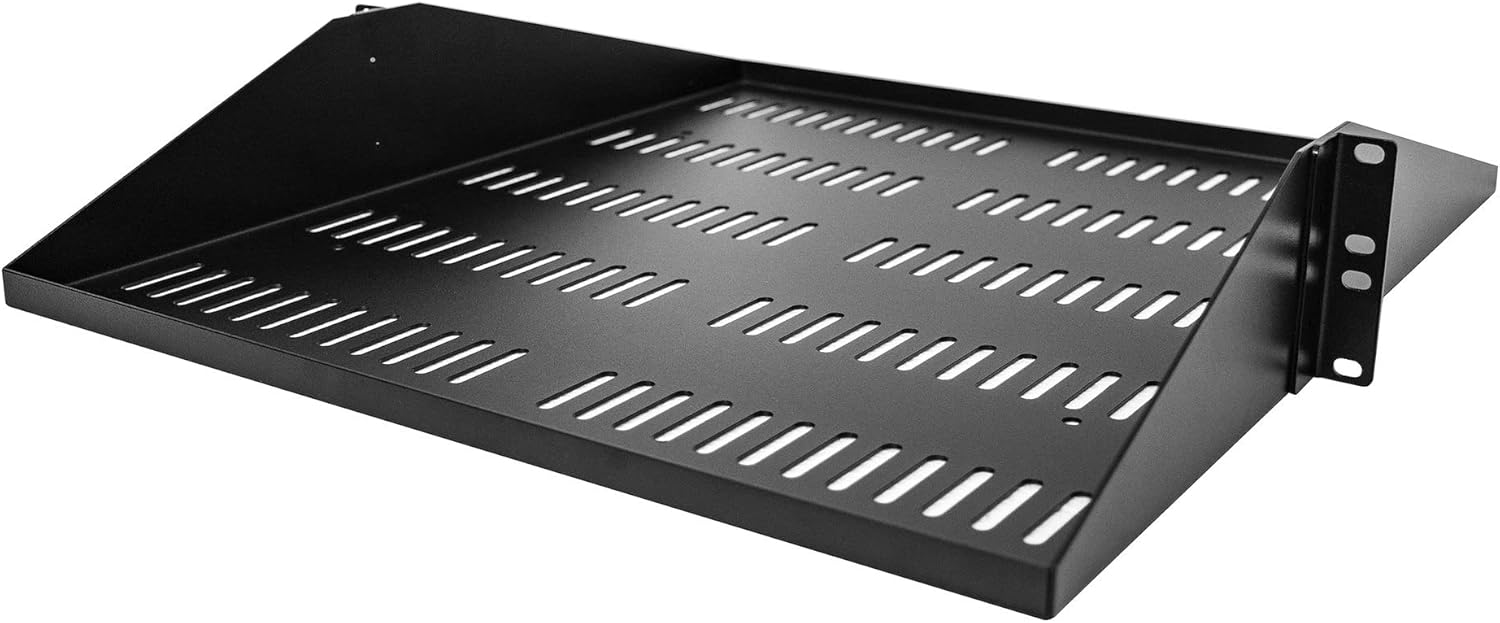 StarTech. com Estante para servidores 2U, bandeja voladiza universal ventilada para estante de equipo de red de 19 pulgadas, acero resistente,