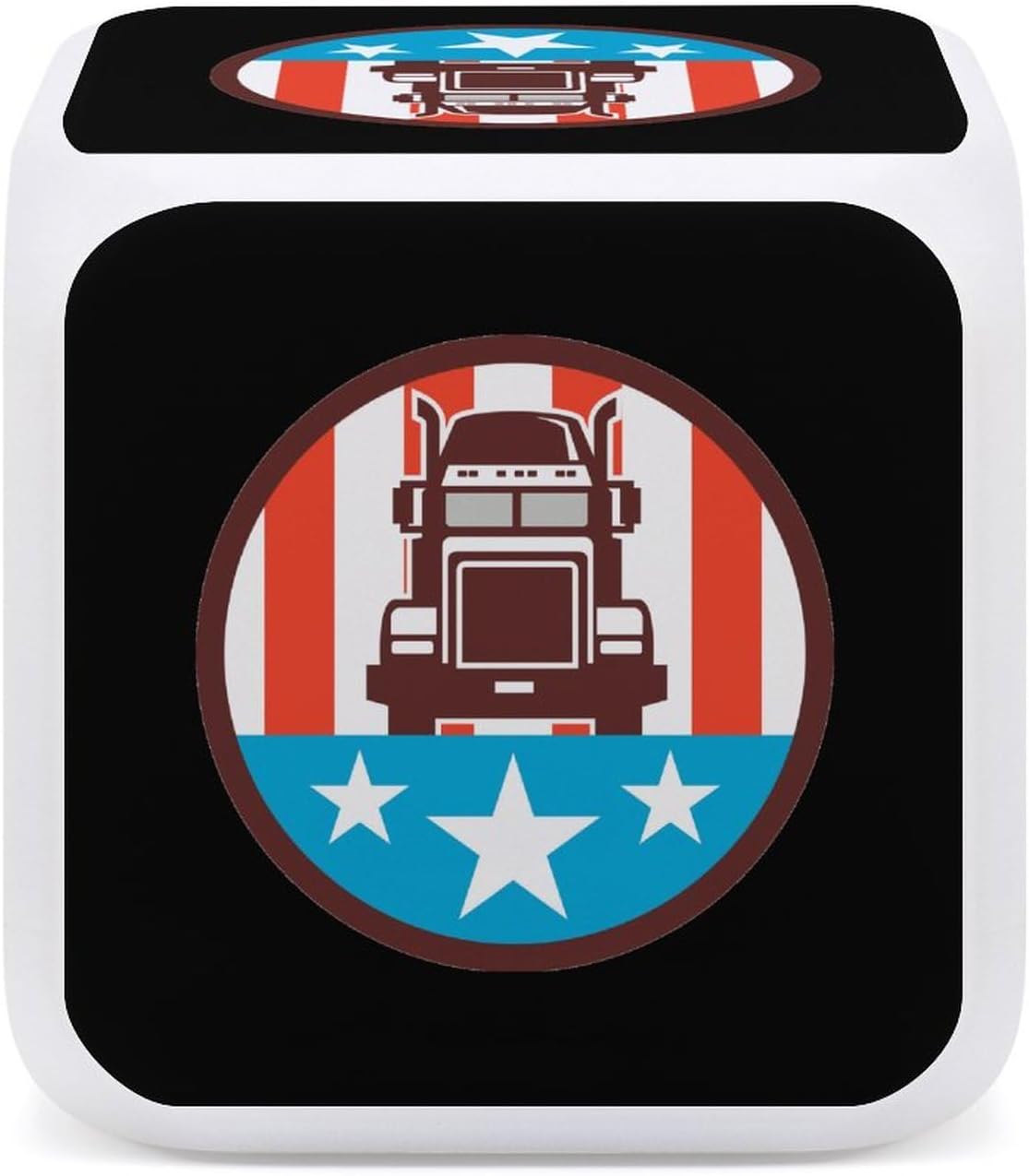 Truck USA Flag Digital Alarm Thermometer Night Glowing 7 Colors Clock with LED for Bedroom