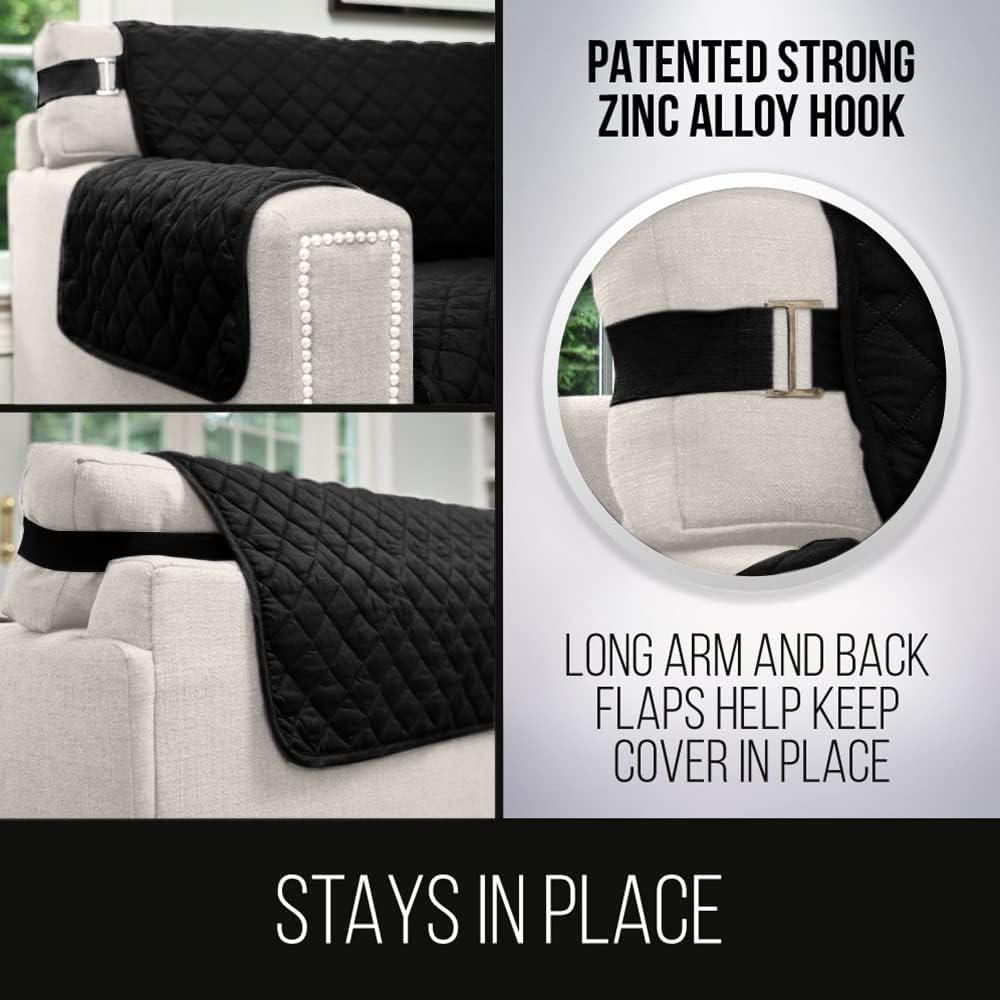 Sofa Shield – Funda de silla patentada, microfibra acolchada reversible, antimanchas y desgarros, ancho de asiento de 48pulgadas, para perros y