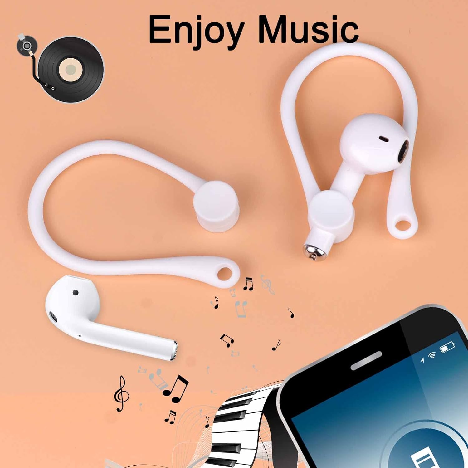 3 pares de ganchos para las orejas para AirPods 1 y 2 y Pro, ganchos profesionales de silicona antideslizante para auriculares compatibles con Apple