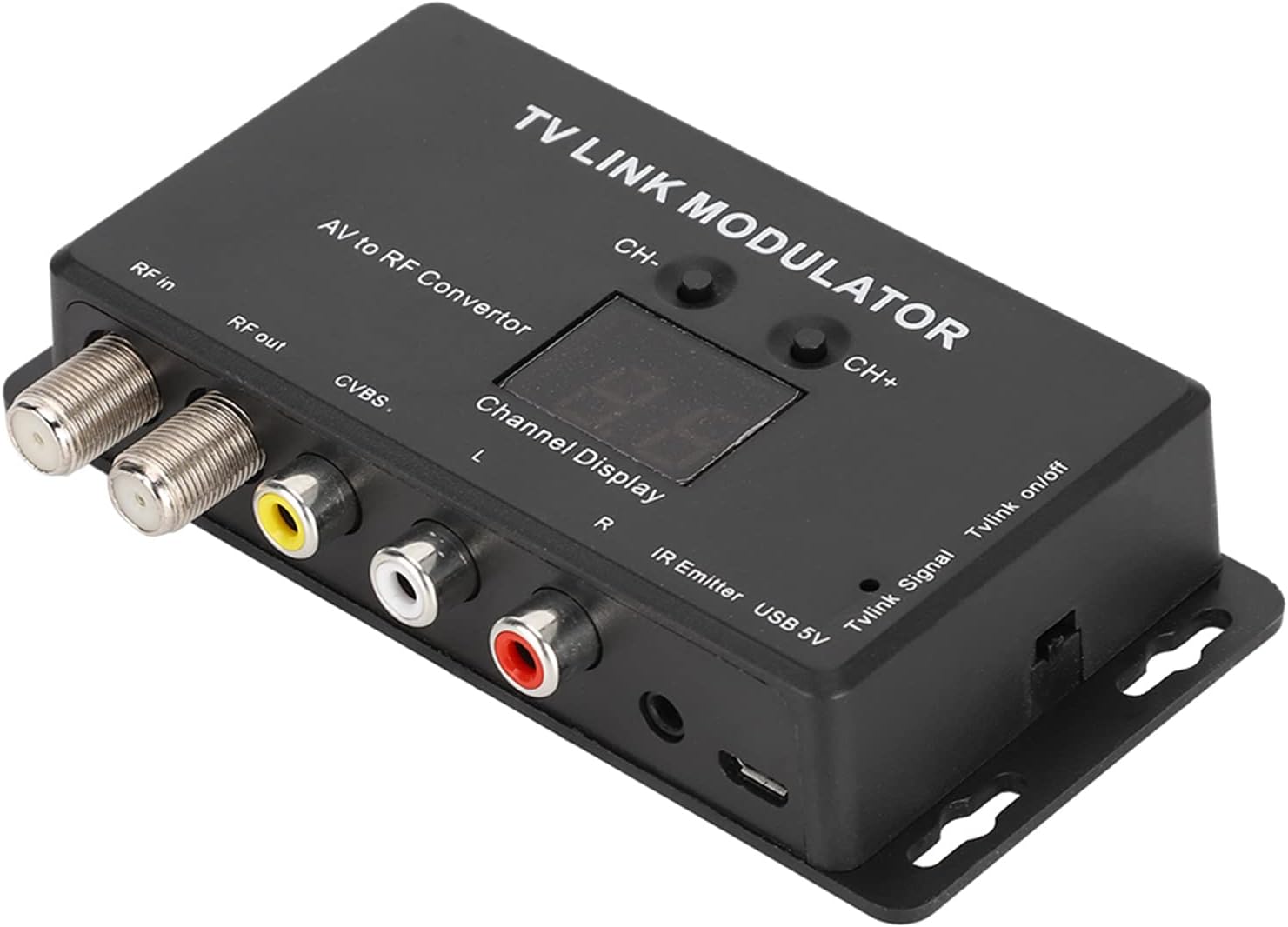 Modulador UHF, modulador de enlace de TV TM70, convertidor AV a RF, extensor IR con pantalla de canal, modulador RF para TV con cable de carga USB