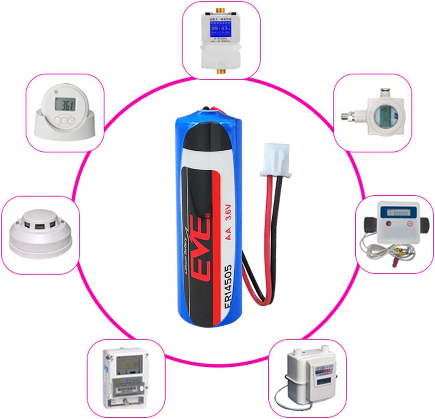 POWCAMAH Paquete de 4 baterías de litio ER14505 de 3.6 V de 2700 mAh tamaño AA para medidor de electricidad de agua, sistema de alarma de seguridad,