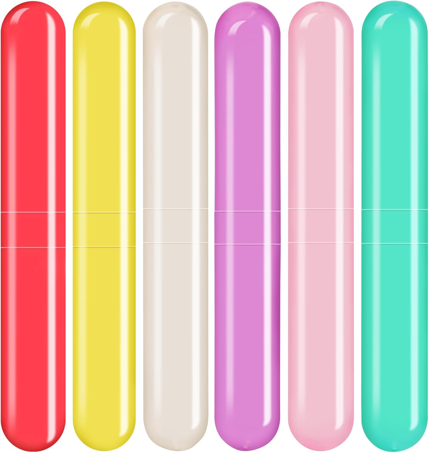 Eaezerav Paquete de 6 fundas para cepillos de dientes de viaje, soporte portátil transpirable para cepillos de dientes, contenedor de plástico para