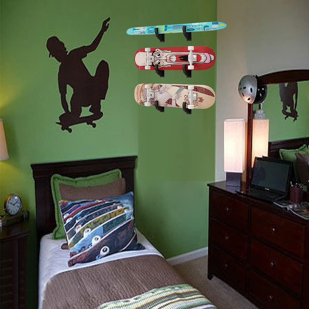 BiJun Soporte de pared para monopatín, soporte de exhibición para patineta, longboard, esquís, hogueras, esquís acuáticos y patineta eléctrica